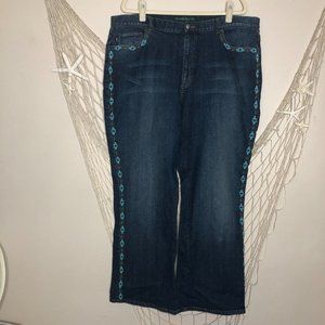 Vintage LAUREN JEANS CO. Ralph Lauren Santa Fe-Inspired Hand Beaded Jeans 20W